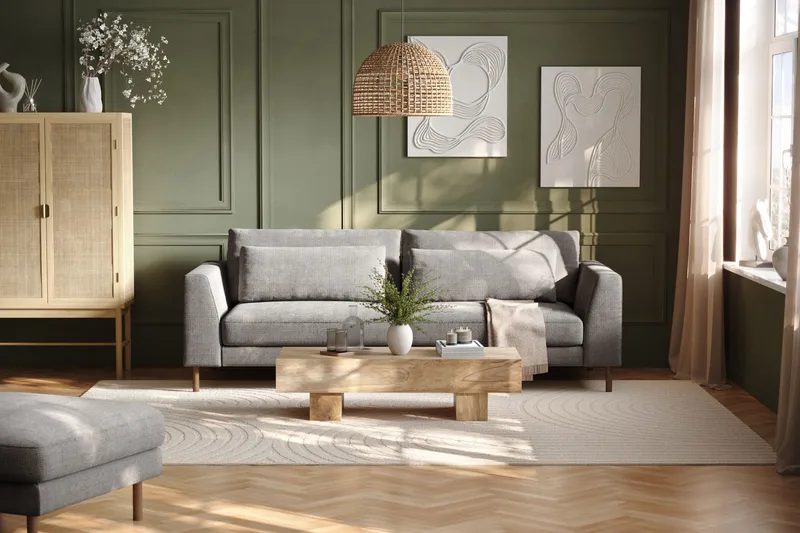 Florenz 3-personers Sofa i Chenille - Lysegrå - Møbler - Sofaer - 3 personers sofa