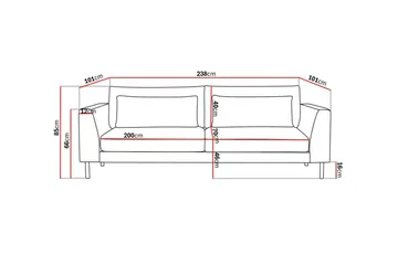 Florenz 3-personers Sofa i Chenille - Grå/Beige - Møbler - Sofaer - 3 personers sofa