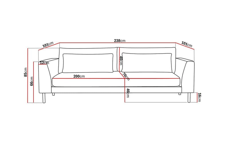 Florenz 3-personers Sofa i Chenille - Grå / Beige - Møbler - Sofaer - 3 personers sofa