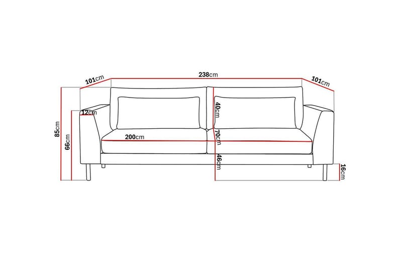 Florenz 3-personers Sofa i Chenille - Lysegrå - Møbler - Sofaer - 3 personers sofa