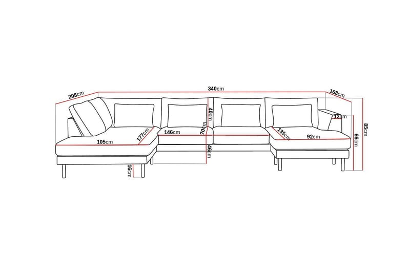 Florenz 4-personers Venstrevendt U-formet Sofa med Divan og Chaiselong i Stof - Beige - Møbler - Sofaer - U Sofa
