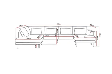 Florenz 4-personers Venstrevendt U-formet Sofa med Divan og Chaiselong i Chenille - Grå/Beige - Møbler - Sofaer - U Sofa