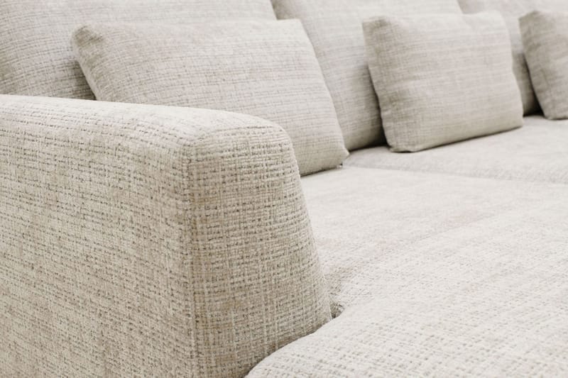 Florenz 4-personers Højrevendt U-formet Sofa med Divan og Chaiselong i Chenille - Grå / Beige - Møbler - Sofaer - U Sofa