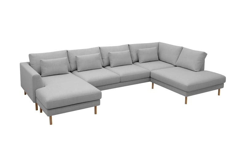 Florenz 4-personers Højrevendt U-formet Sofa med Divan og Chaiselong i Stof - Lysegrå - Møbler - Sofaer - U Sofa