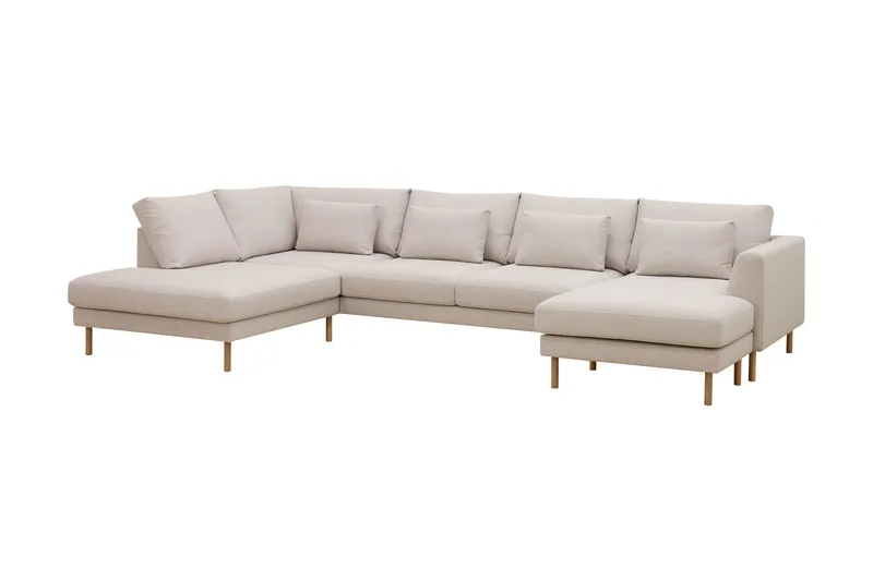 Florenz 4-personers Venstrevendt U-formet Sofa med Divan og Chaiselong i Stof - Beige - Møbler - Sofaer - U Sofa