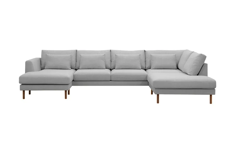 Florenz 4-personers Højrevendt U-formet Sofa med Divan og Chaiselong i Stof, Lysegrå