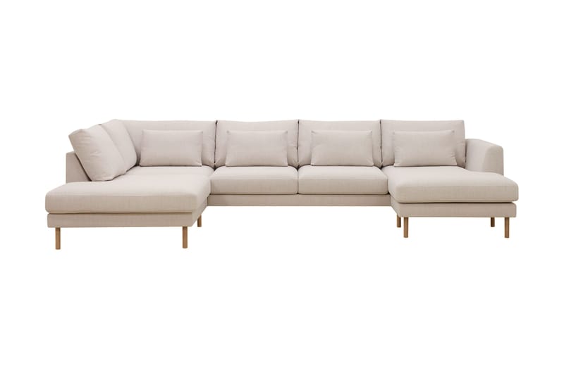 Florenz 4-personers Venstrevendt U-formet Sofa med Divan og Chaiselong i Stof - Beige - Møbler - Sofaer - U Sofa