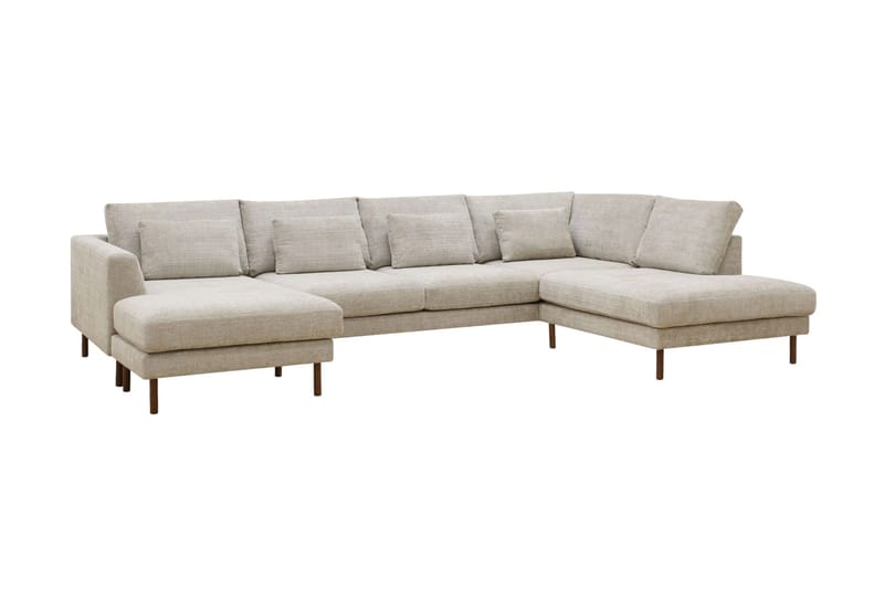 Florenz 4-personers Højrevendt U-formet Sofa med Divan og Chaiselong i Chenille - Grå / Beige - Møbler - Sofaer - U Sofa