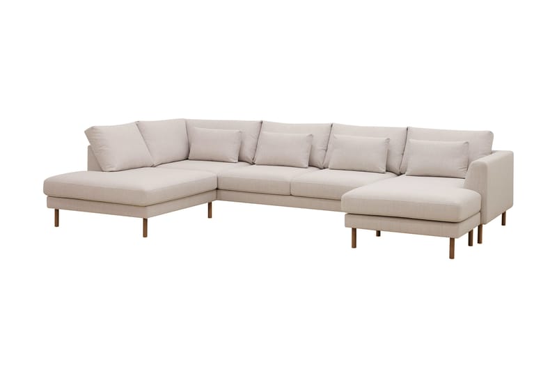 Florenz 4-personers Venstrevendt U-formet Sofa med Divan og Chaiselong i Stof - Beige - Møbler - Sofaer - U Sofa