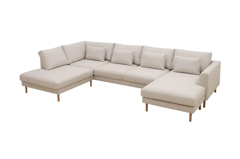 Florenz 4-personers Venstrevendt U-formet Sofa med Divan og Chaiselong i Stof, Beige