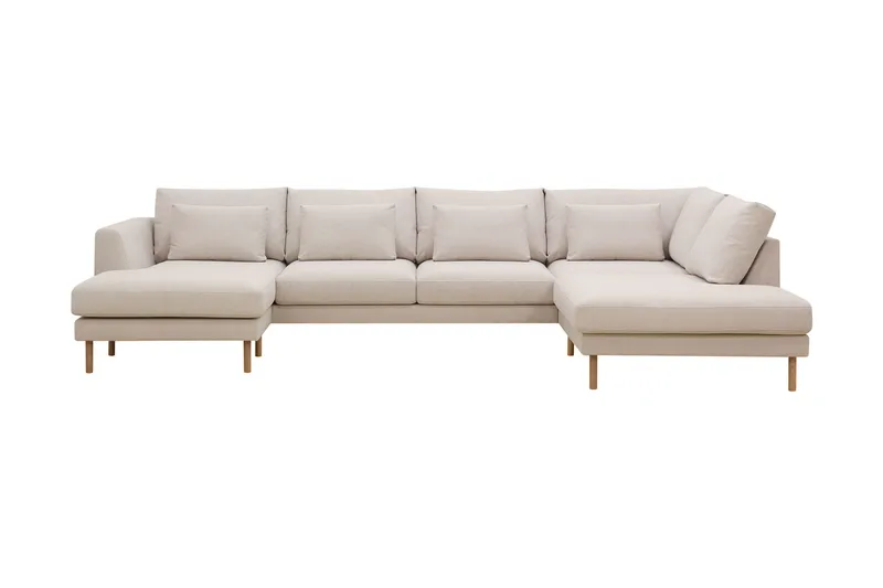 Florenz 4-personers Højrevendt U-formet Sofa med Divan og Chaiselong i Stof, Beige