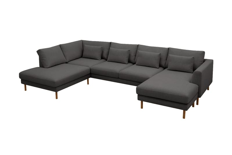 Florenz 4-personers Venstrevendt U-formet Sofa med Divan og Chaiselong i Stof - Mørkegrå - Møbler - Sofaer - U Sofa