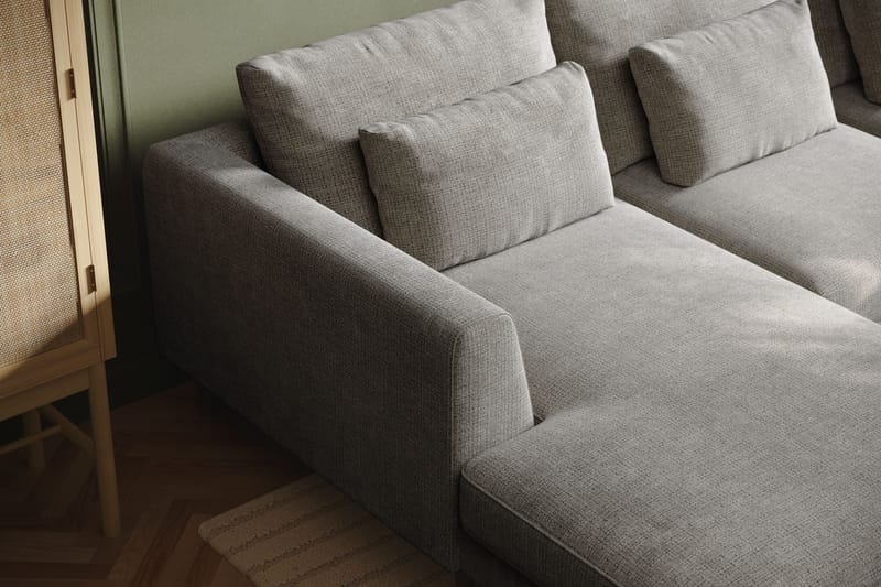 Florenz 4-personers Højrevendt U-formet Sofa med Divan og Chaiselong i Chenille - Lysegrå - Møbler - Sofaer - U Sofa