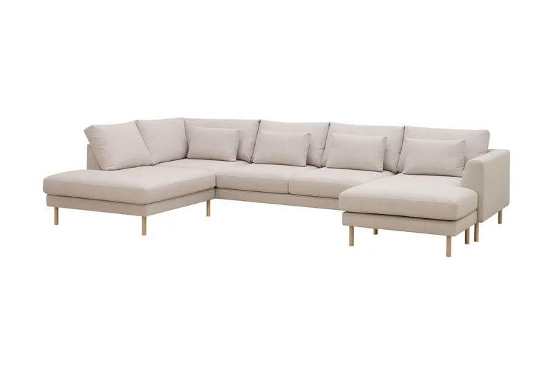 Florenz 4-personers Venstrevendt U-formet Sofa med Divan og Chaiselong i Stof - Beige - Møbler - Sofaer - U Sofa
