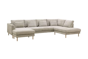 Florenz 4-personers Højrevendt U-formet Sofa med Divan og Chaiselong i Chenille - Grå/Beige - Møbler - Sofaer - U Sofa