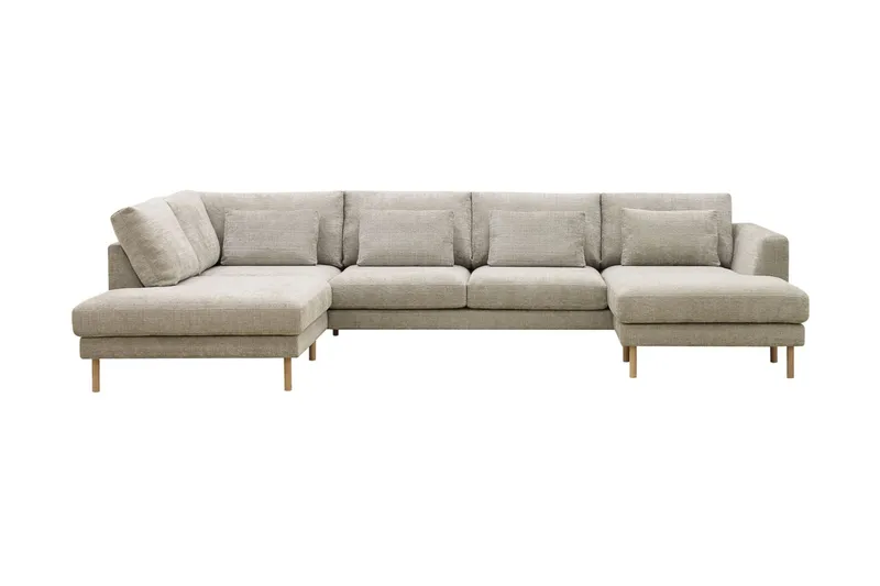 Florenz 4-personers Venstrevendt U-formet Sofa med Divan og Chaiselong i Chenille, Grå / Beige