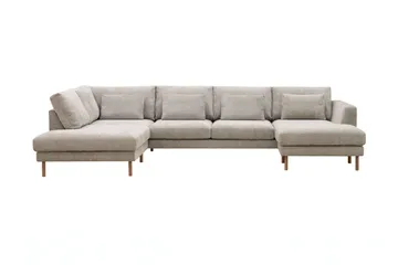 Florenz 4-personers Højrevendt U-formet Sofa med Divan og Chaiselong i Chenille - Grå/Beige - Møbler - Sofaer - U Sofa