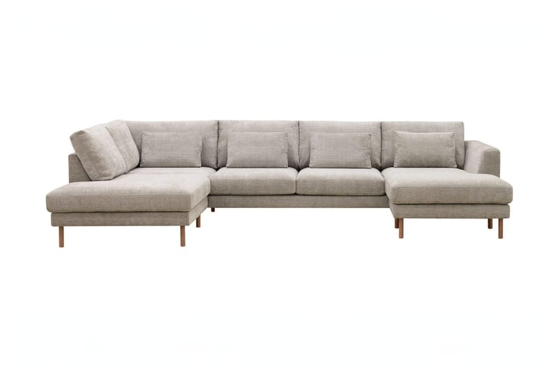 Florenz 4-personers Højrevendt U-formet Sofa med Divan og Chaiselong i Chenille - Grå / Beige - Møbler - Sofaer - U Sofa