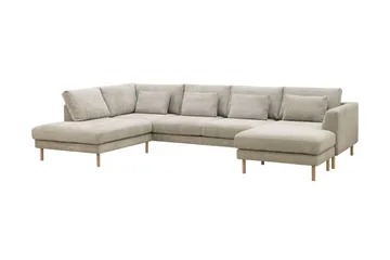 Florenz 4-personers Venstrevendt U-formet Sofa med Divan og Chaiselong i Chenille - Grå/Beige - Møbler - Sofaer - U Sofa
