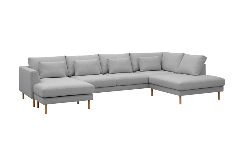 Florenz 4-personers Højrevendt U-formet Sofa med Divan og Chaiselong i Stof - Lysegrå - Møbler - Sofaer - U Sofa