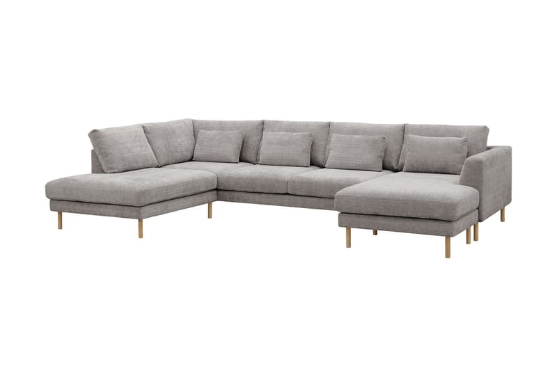Florenz 4-personers Venstrevendt U-formet Sofa med Divan og Chaiselong i Chenille - Lysegrå - Møbler - Sofaer - U Sofa