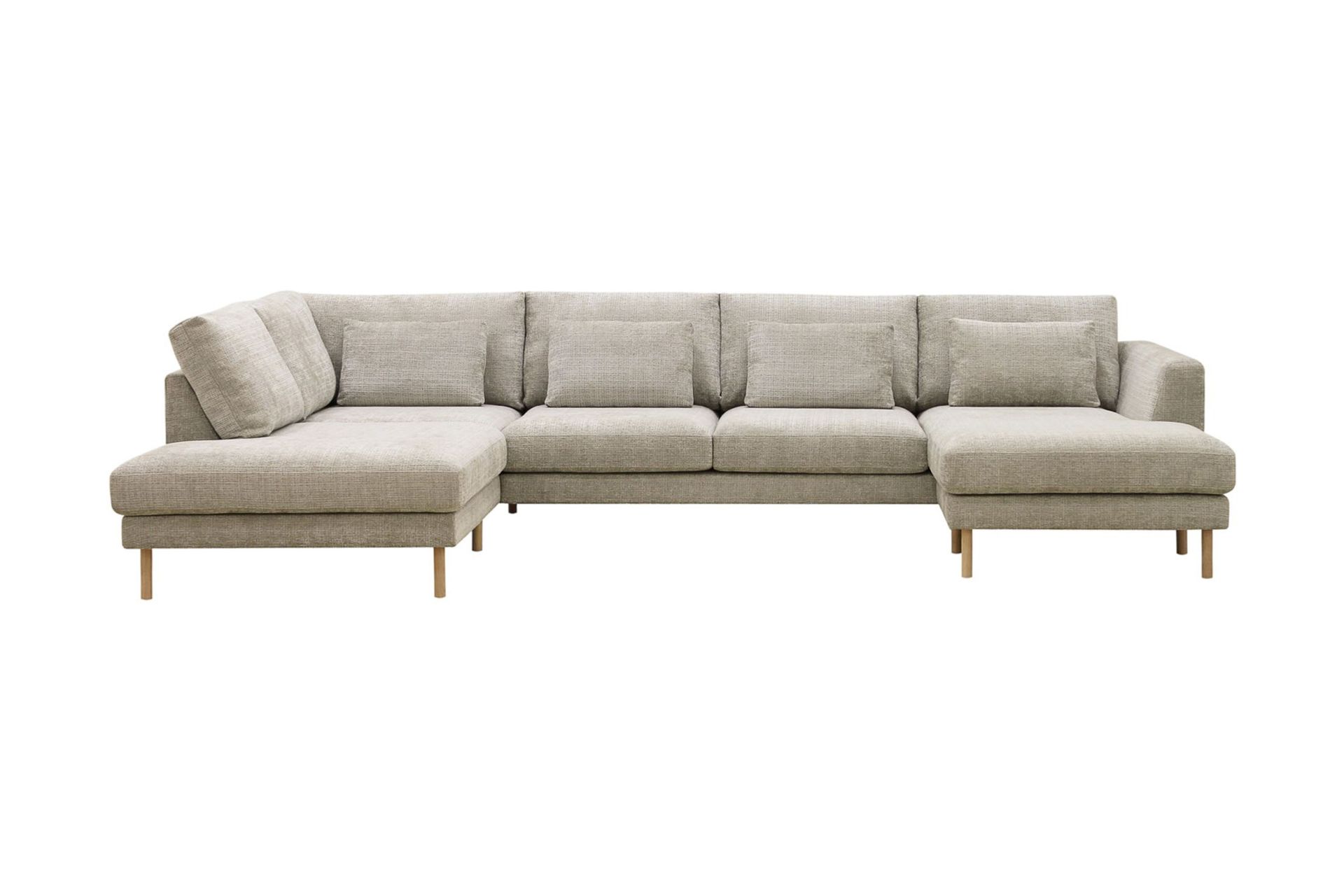 Florenz 4-personers Venstrevendt U-formet Sofa med Divan og Chaiselong i Chenille - Grå / Beige - Møbler - Sofaer - U Sofa