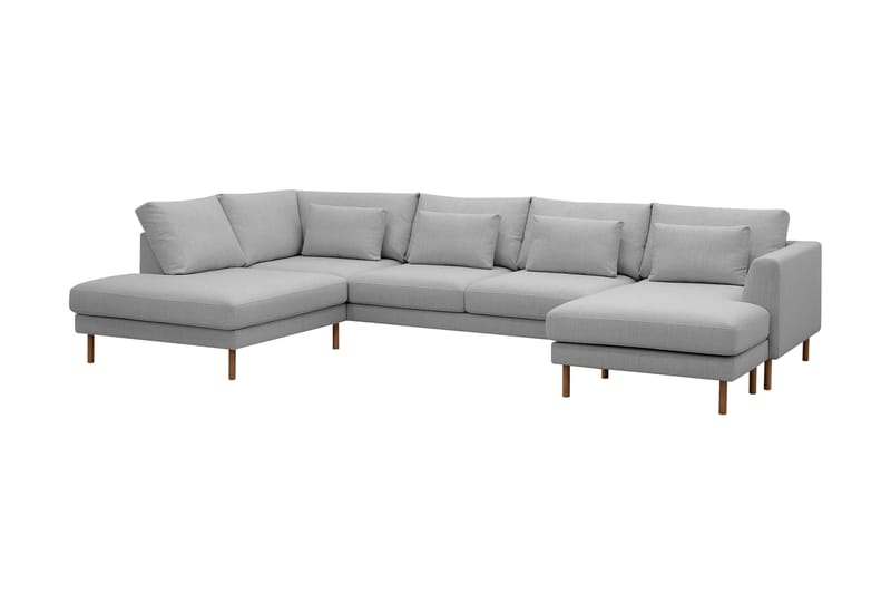 Florenz 4-personers Venstrevendt U-formet Sofa med Divan og Chaiselong i Stof - Lysegrå - Møbler - Sofaer - U Sofa