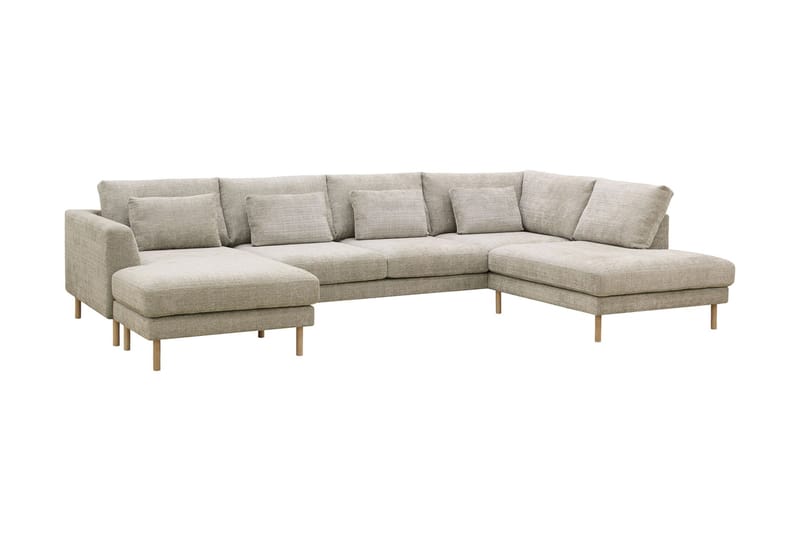 Florenz 4-personers Højrevendt U-formet Sofa med Divan og Chaiselong i Chenille - Grå / Beige - Møbler - Sofaer - U Sofa