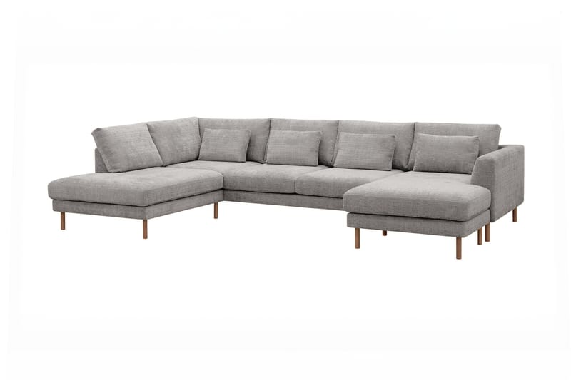 Florenz 4-personers Venstrevendt U-formet Sofa med Divan og Chaiselong i Chenille - Lysegrå - Møbler - Sofaer - Lædersofaer