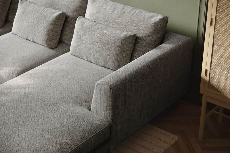 Florenz 4-personers Venstrevendt U-formet Sofa med Divan og Chaiselong i Chenille - Lysegrå - Møbler - Sofaer - Lædersofaer