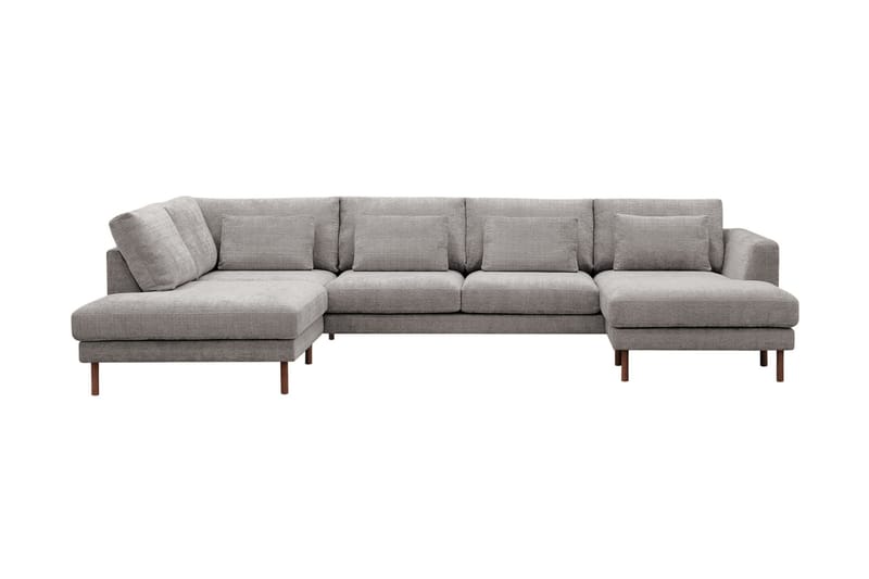 Florenz 4-personers Venstrevendt U-formet Sofa med Divan og Chaiselong i Chenille - Lysegrå - Møbler - Sofaer - U Sofa