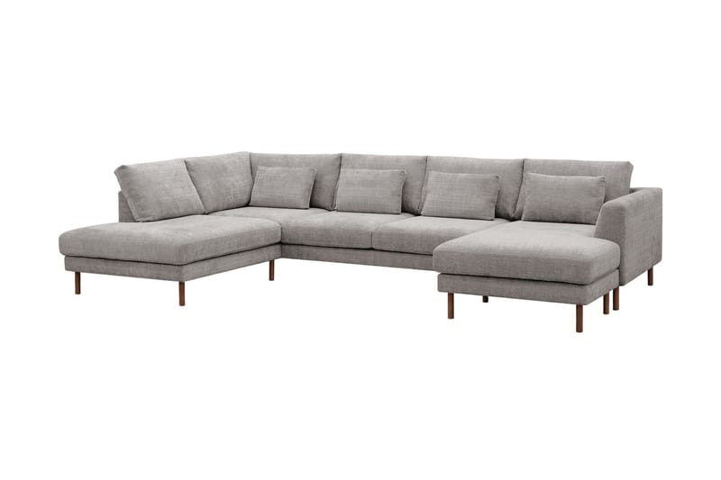 Florenz 4-personers Venstrevendt U-formet Sofa med Divan og Chaiselong i Chenille - Lysegrå - Møbler - Sofaer - U Sofa