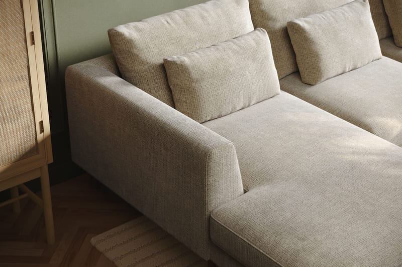 Florenz 4-personers Højrevendt U-formet Sofa med Divan og Chaiselong i Chenille - Grå / Beige - Møbler - Sofaer - U Sofa