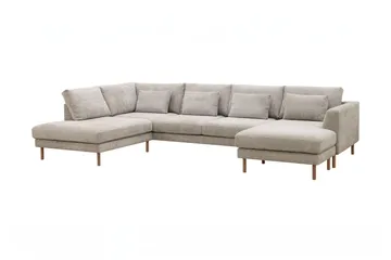 Florenz 4-personers Højrevendt U-formet Sofa med Divan og Chaiselong i Chenille - Grå/Beige - Møbler - Sofaer - U Sofa
