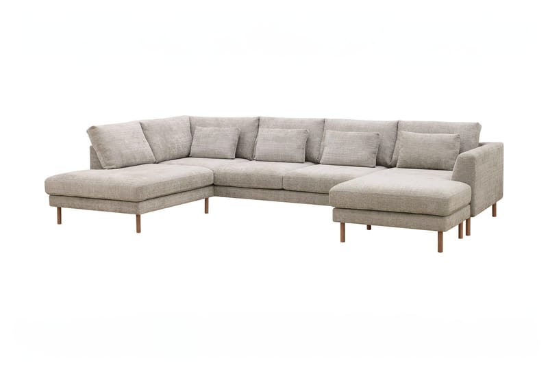 Florenz 4-personers Højrevendt U-formet Sofa med Divan og Chaiselong i Chenille - Grå / Beige - Møbler - Sofaer - U Sofa
