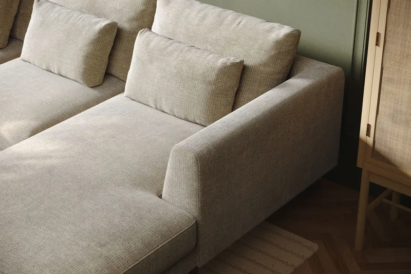 Florenz 4-personers Venstrevendt U-formet Sofa med Divan og Chaiselong i Chenille - Grå / Beige - Møbler - Sofaer - U Sofa