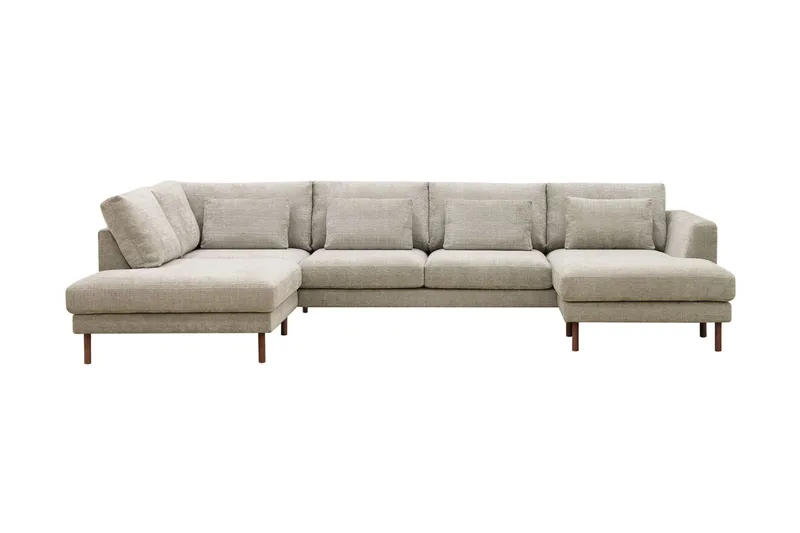Florenz 4-personers Venstrevendt U-formet Sofa med Divan og Chaiselong i Chenille - Grå / Beige - Møbler - Sofaer - U Sofa
