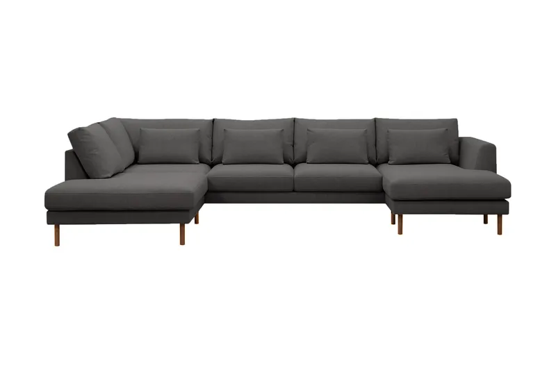 Florenz 4-personers Venstrevendt U-formet Sofa med Divan og Chaiselong i Stof, Mørkegrå