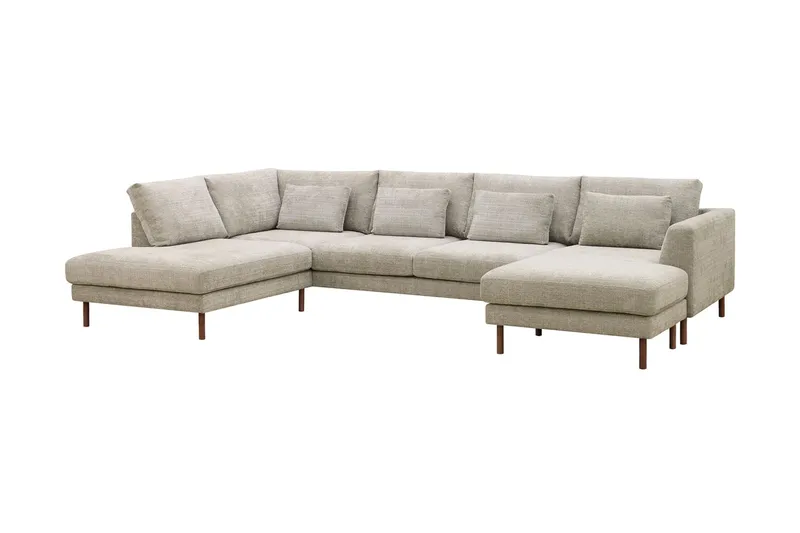 Florenz 4-personers Venstrevendt U-formet Sofa med Divan og Chaiselong i Chenille - Grå / Beige - Møbler - Sofaer - U Sofa