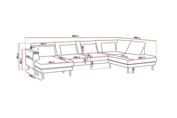 Florenz 4-personers Højrevendt U-formet Sofa med Divan og Chaiselong i Chenille - Grå/Beige - Møbler - Sofaer - U Sofa