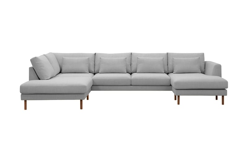 Florenz 4-personers Venstrevendt U-formet Sofa med Divan og Chaiselong i Stof, Lysegrå
