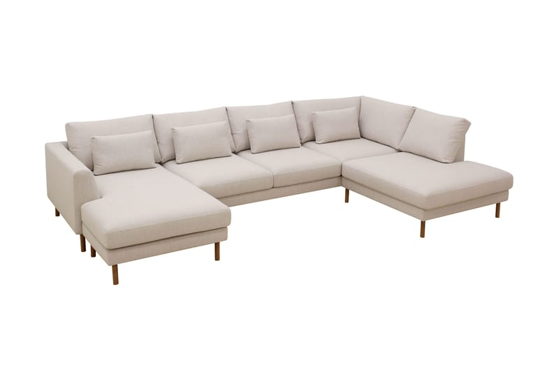 Florenz 4-personers Højrevendt U-formet Sofa med Divan og Chaiselong i Stof - Beige - Møbler - Sofaer - U Sofa