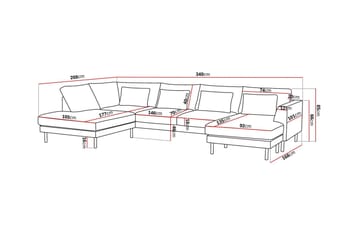 Florenz 4-personers Venstrevendt U-formet Sofa med Divan og Chaiselong i Chenille - Grå/Beige - Møbler - Sofaer - U Sofa