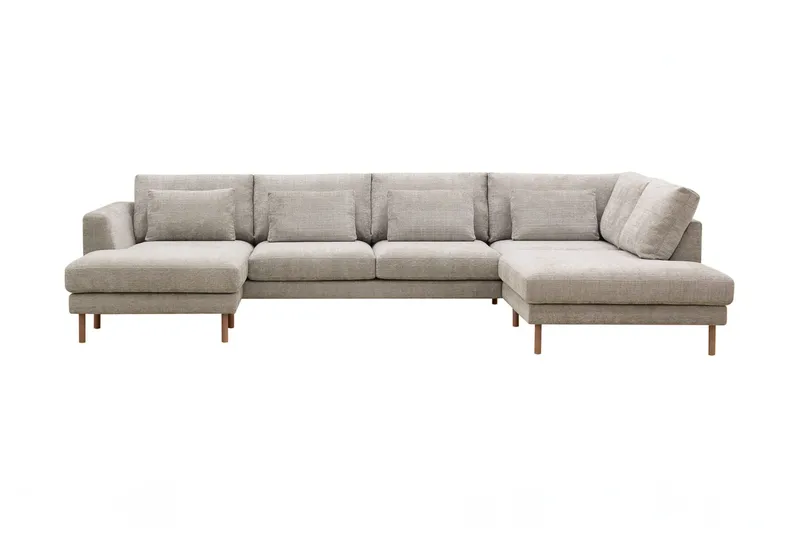 Florenz 4-personers Højrevendt U-formet Sofa med Divan og Chaiselong i Chenille - Grå / Beige - Møbler - Sofaer - U Sofa