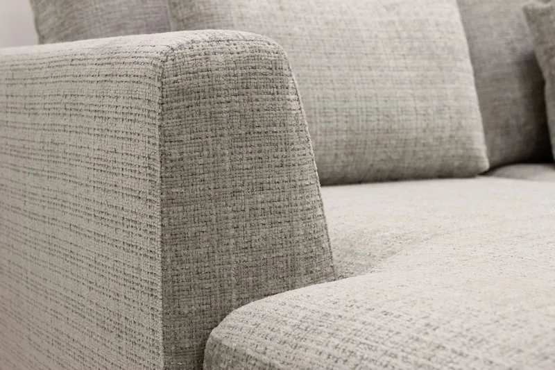 Florenz 4-personers Højrevendt U-formet Sofa med Divan og Chaiselong i Chenille - Grå / Beige - Møbler - Sofaer - U Sofa