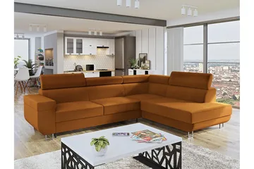 Fonti 3-personers Hjørnesovesofa - Orange - Møbler - Sofaer - Sovesofaer