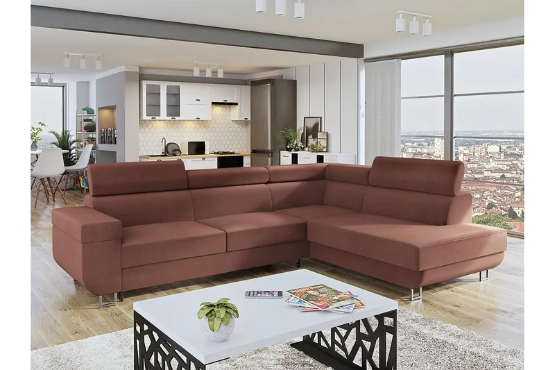 Fonti Sofa med Sjeselong 3-seter - Brun - Møbler - Sofaer - Sofa med chaiselong