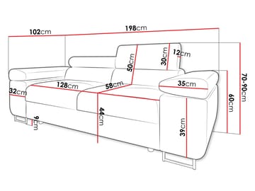 Gabina 2-personers sofa - grå - Møbler - Sofaer - 3 personers sofa