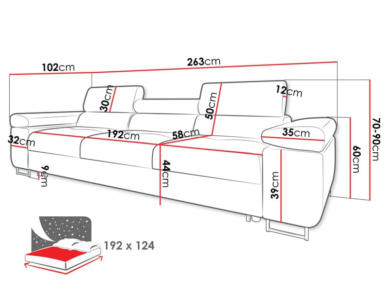Gabina 3-personers sofa - beige - Møbler - Sofaer - Sovesofaer
