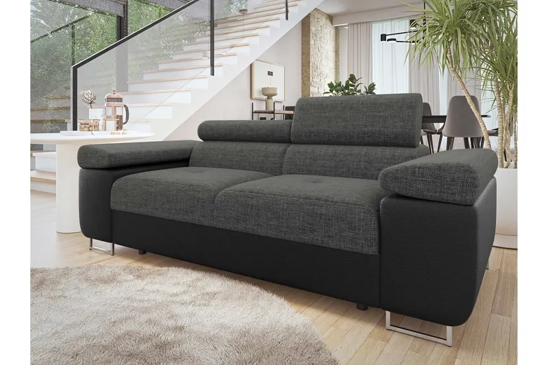 Gabina Sofa 2-personers - Sort/Grå - Møbler - Sofaer - Lædersofaer